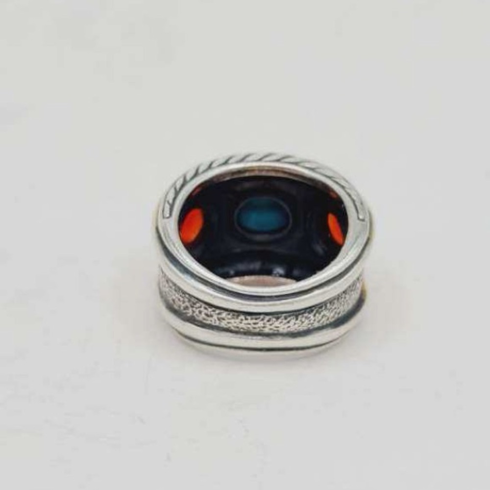David Yurman Renaissance Ring With Turquoise Carnelian And Gold - Picture 8 of 12